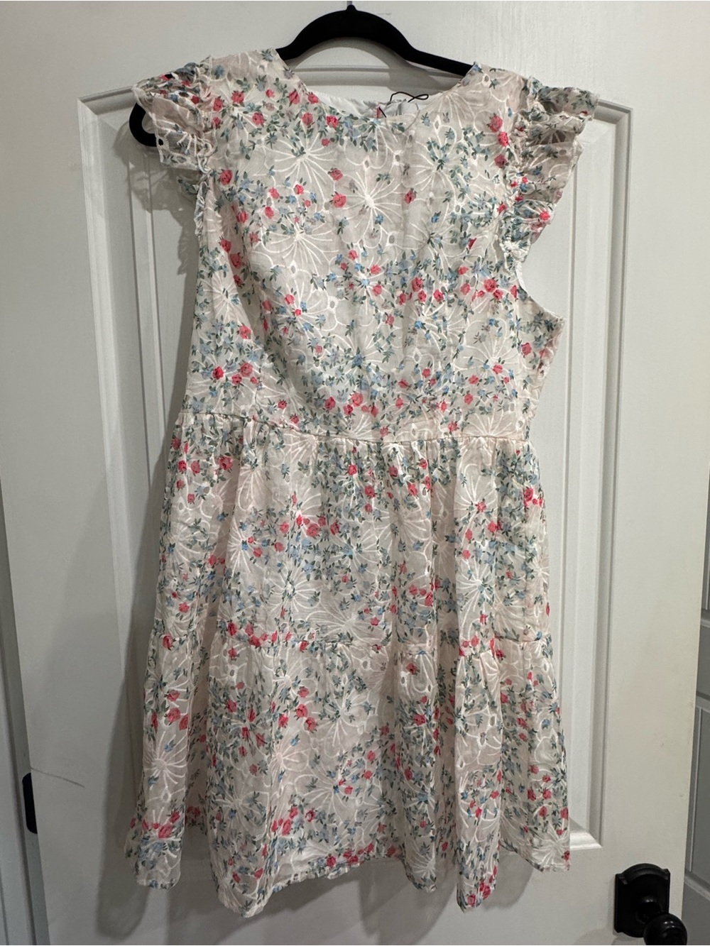 Sugarlips Floral Lace Overlay Dress in Cream, Pink & Green